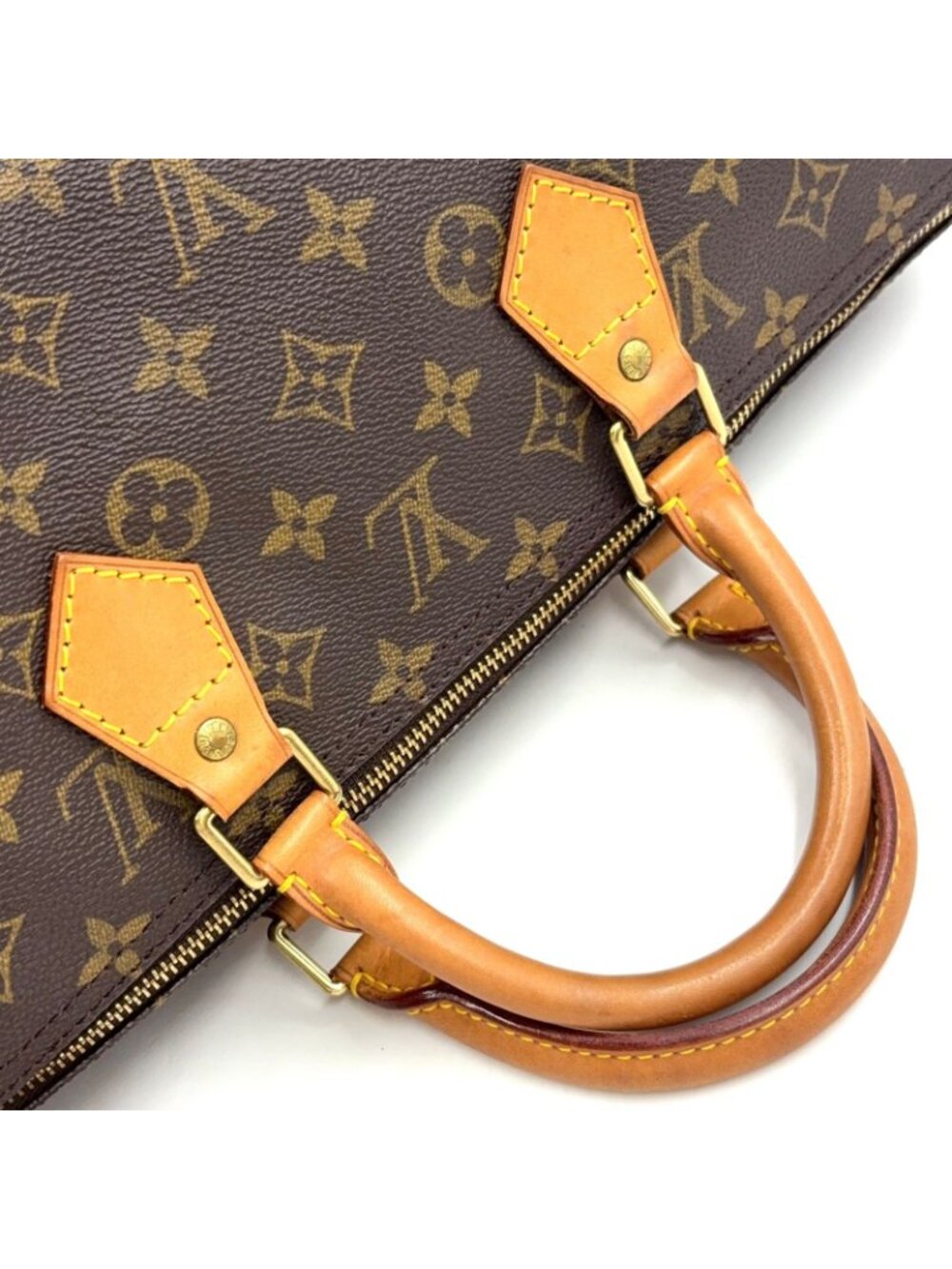Louis Vuitton Speedy 40 Monogram Leather Brown Handbag Gold - Picture 12 of 15